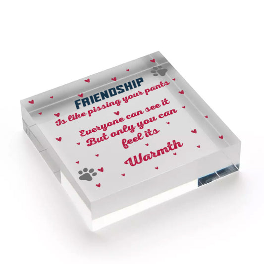 Funny Friendship Gift For Friend Engraved Oak Wood Heart Gift For Best Friend Free-Standing Block