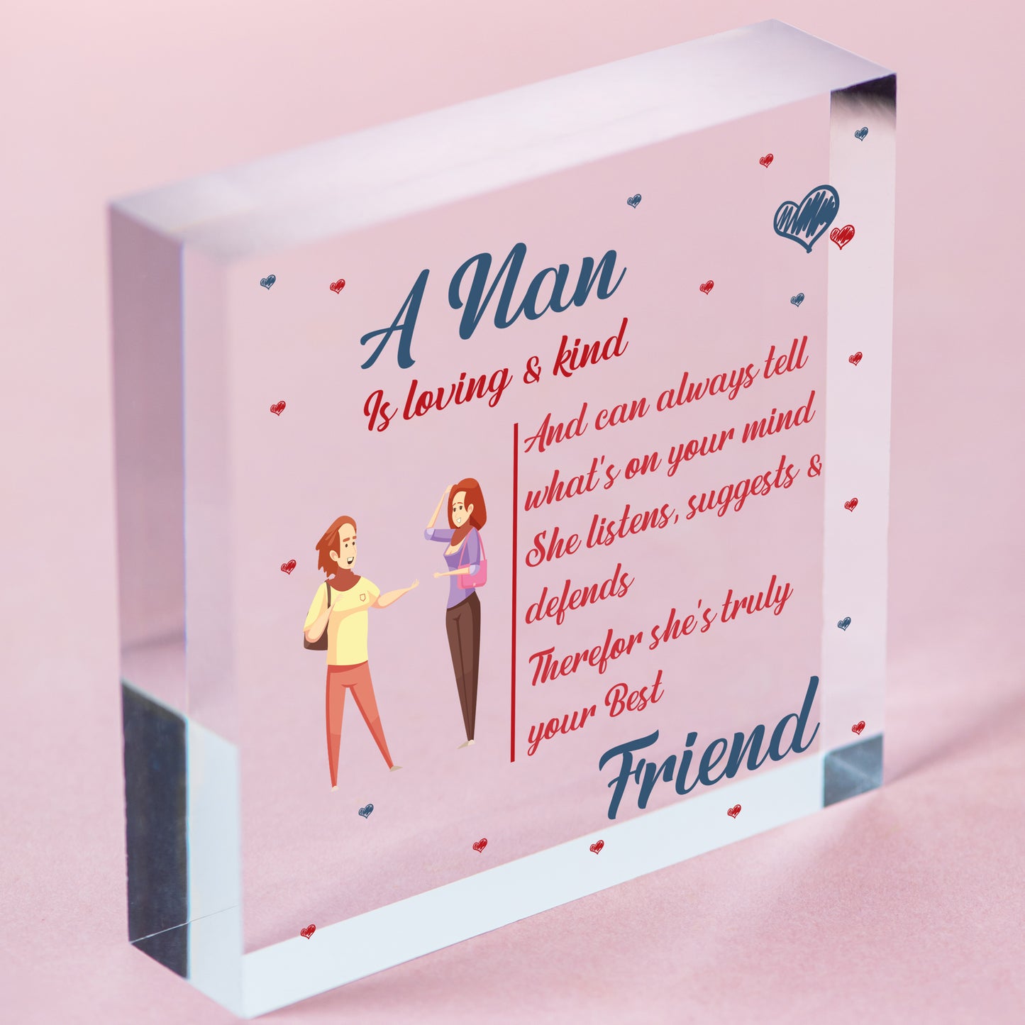 Gifts For Nan Birthday Christmas Heart Best Friend Gifts For Grandparents Plaque Free-Standing Block