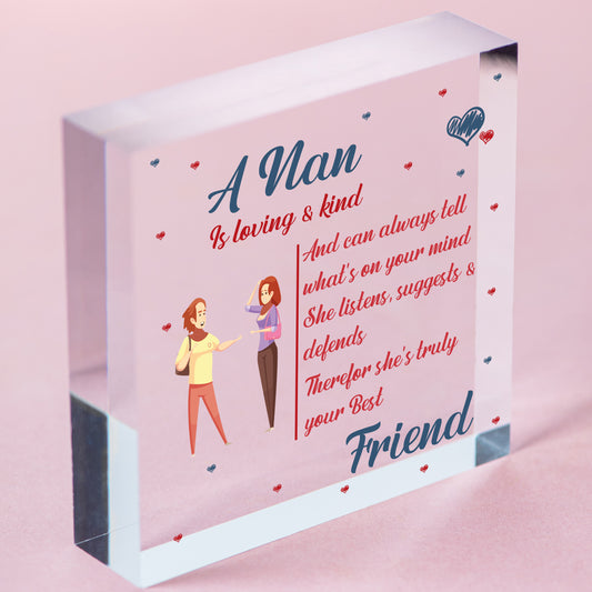 Gifts For Nan Birthday Christmas Heart Best Friend Gifts For Grandparents Plaque Free-Standing Block