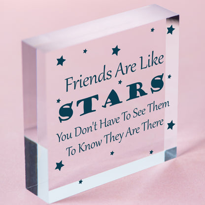 Friends Are Like Stars Love Friendship Best Friend Hanging Wooden Plaque Gift Free-Standing Block