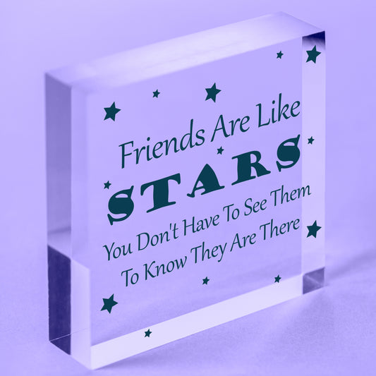 Friends Are Like Stars Love Friendship Best Friend Hanging Wooden Plaque Gift Free-Standing Block