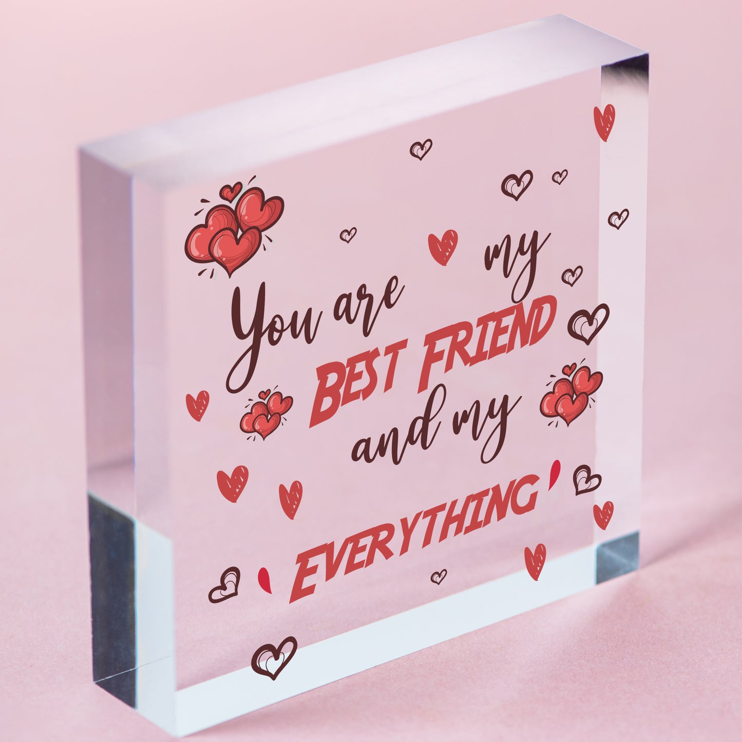 Handmade Best Friend Friendship Plaque Wood Heart Birthday Thank You Gift Sign Free-Standing Block