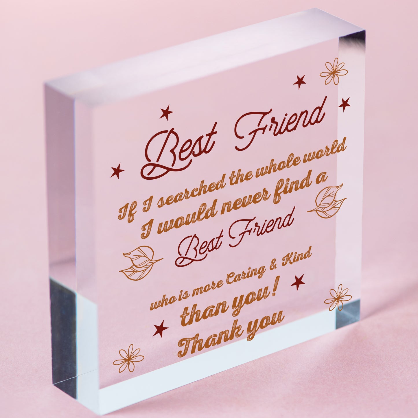 BEST FRIEND Friendship Gift For Friend Birthday Christmas Thank You Wooden Heart Free-Standing Block