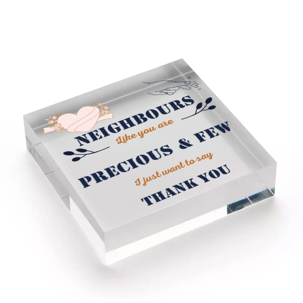 Neighbour Friendship Gift Handmade Wooden Heart Plaque Sign Thank You Gifts Free-Standing Block