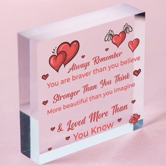 You Are Braver Stronger Smarter &amp; Beautiful Wooden Hanging Heart Friends Plaque Free-Standing Block