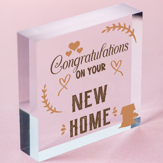 Congratulations New Home Plaque First House Friendship Family Gift House Warming Free-Standing Block