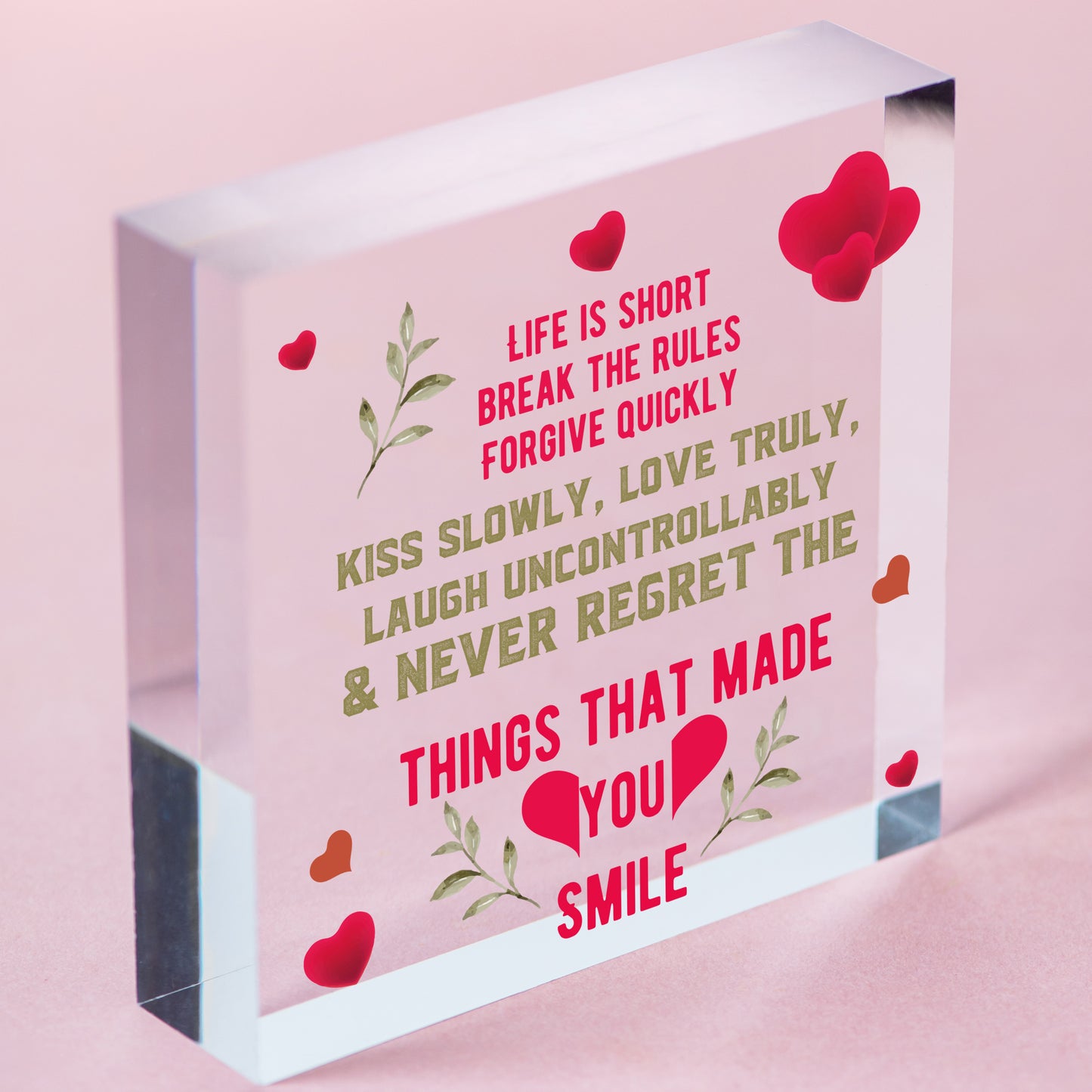 Life Is Short Smile Motivational Friendship Gifts Quote Sign Butterfly Plaques Free-Standing Block