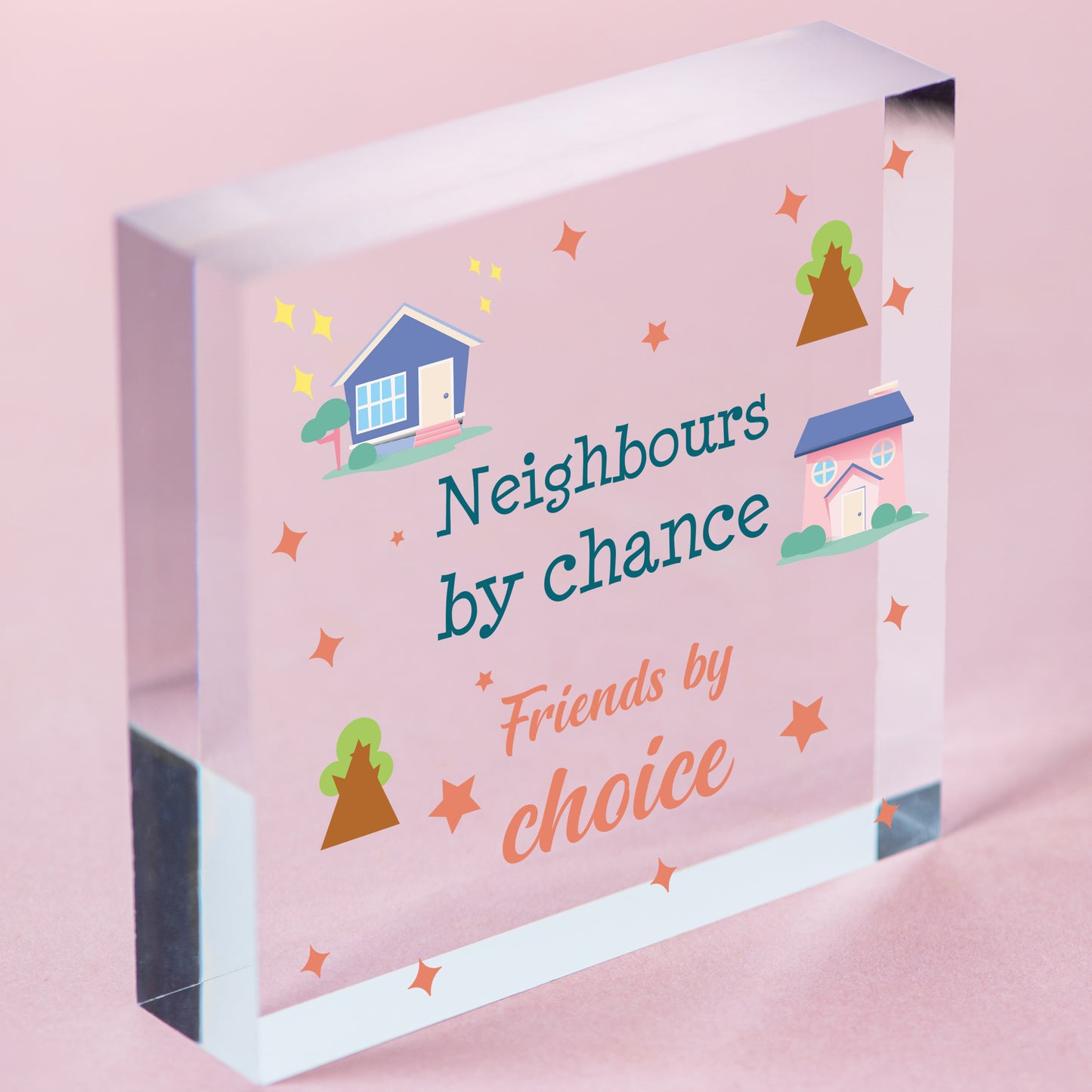 Funny Neighbours By Chance Shabby Chic Wooden Heart Plaque Friendship Great Gift Free-Standing Block