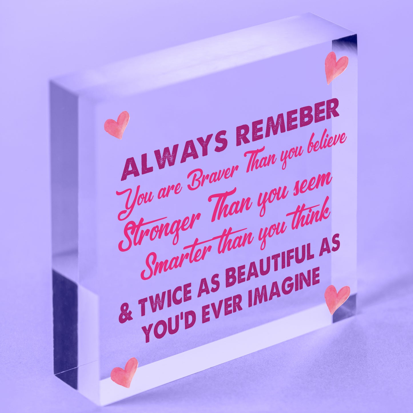 Stronger Inspirational Wall Plaque Friendship Gifts Quote Heart Friend Love Sign Free-Standing Block