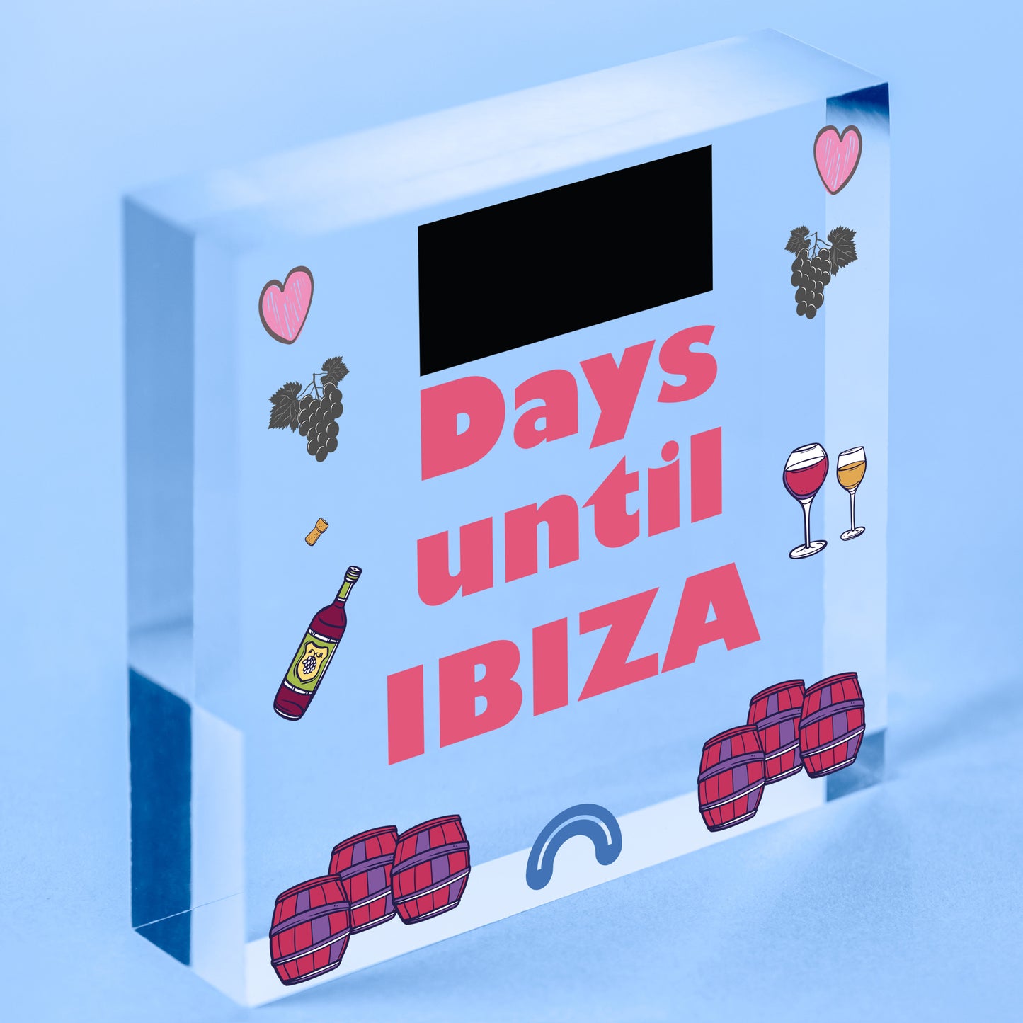 CHALKBOARD Countdown Holiday Ibiza Hanging Plaque Friendship Alcohol Party Gift Free-Standing Block