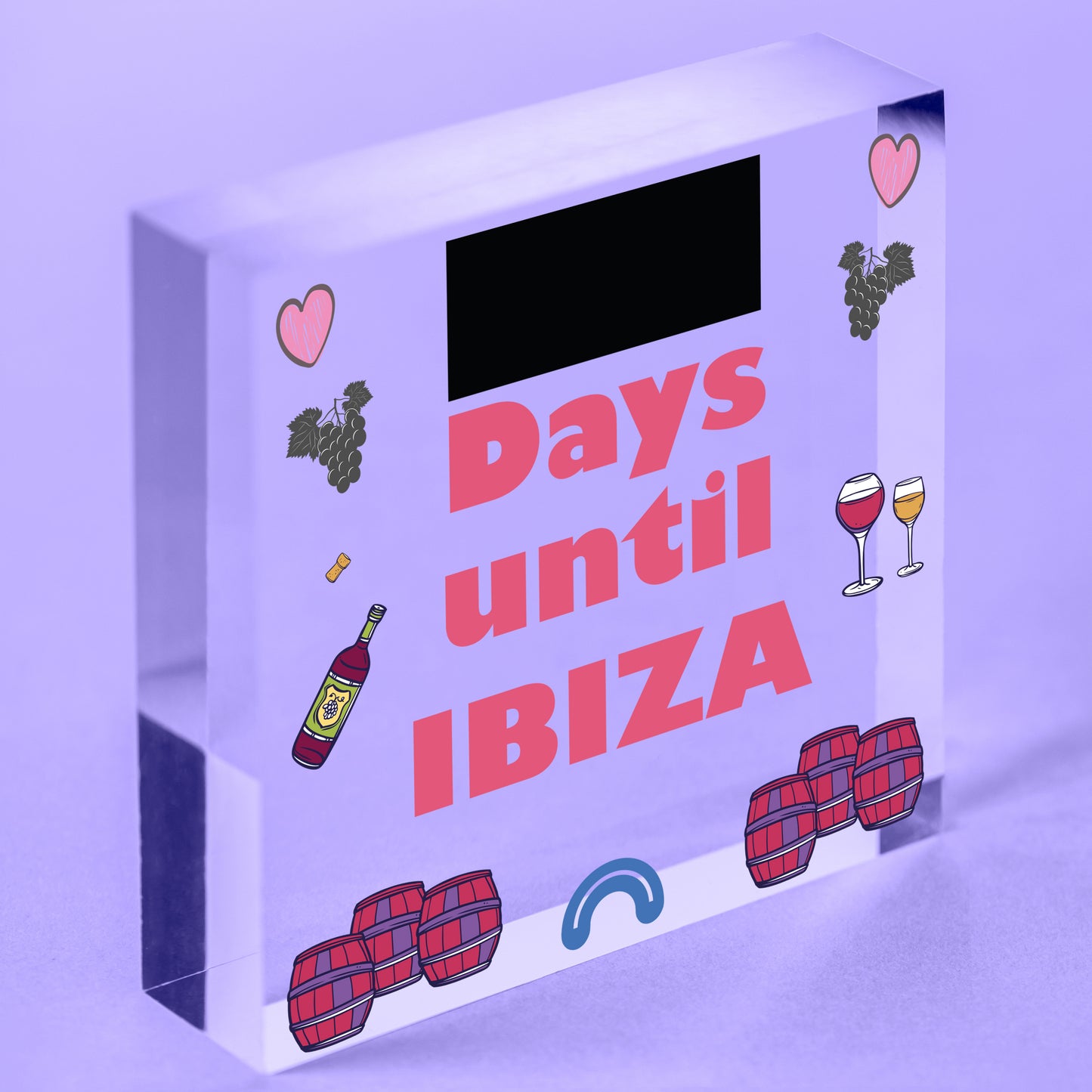 CHALKBOARD Countdown Holiday Ibiza Hanging Plaque Friendship Alcohol Party Gift Free-Standing Block