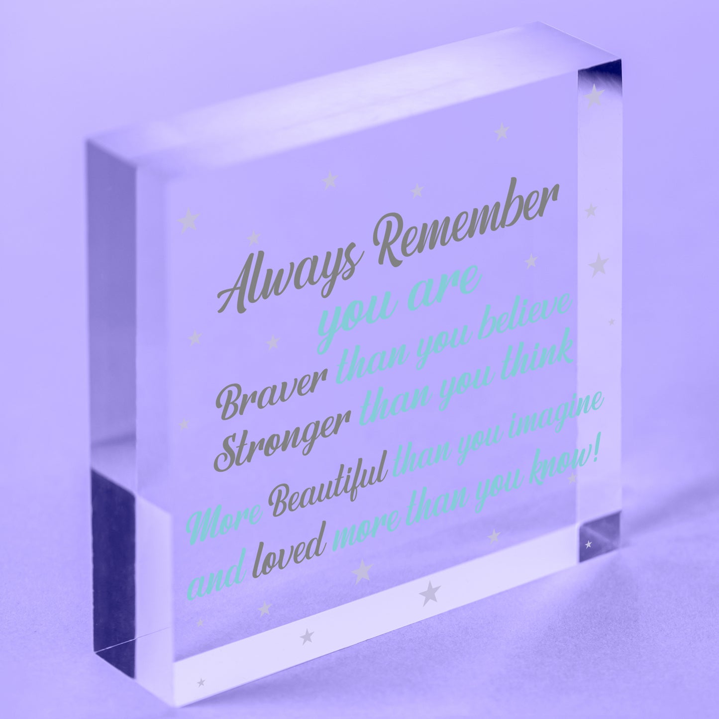 Braver Stronger Beautiful Quote Wallet Insert Friendship Gift Birthay Christmas Free-Standing Block