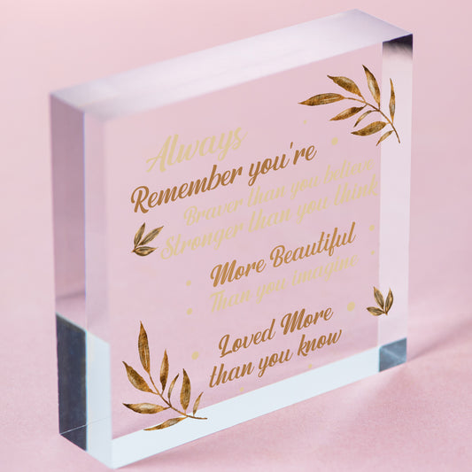 You Are Braver Stronger Beautiful Wooden Hanging Heart Friendship Plaque Gift Free-Standing Block