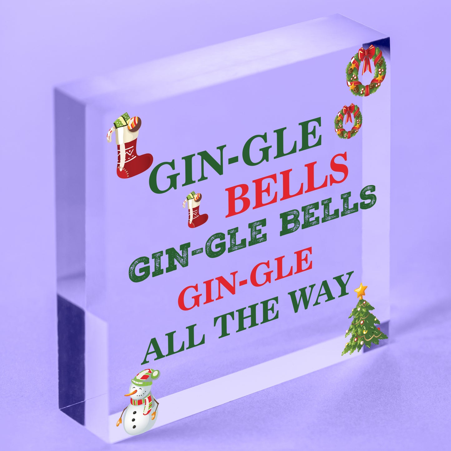 Funny Gin Sign Hanging Plaque Christmas Decoration Xmas Friendship Alcohol Gifts Free-Standing Block