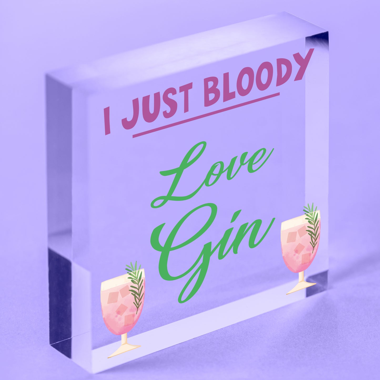 I Just Bloody Love Gin Novelty Wooden Hanging Plaque Friendship Alcohol Sign Free-Standing Block