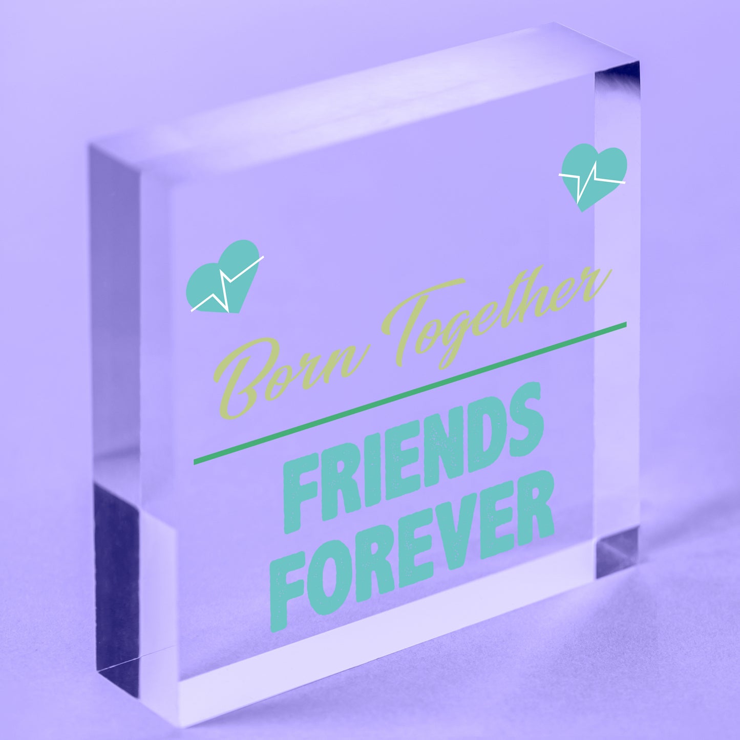 Born Together Friends Forever Twin Keepsake Gift Hanging Plaque Family Sign Baby Free-Standing Block