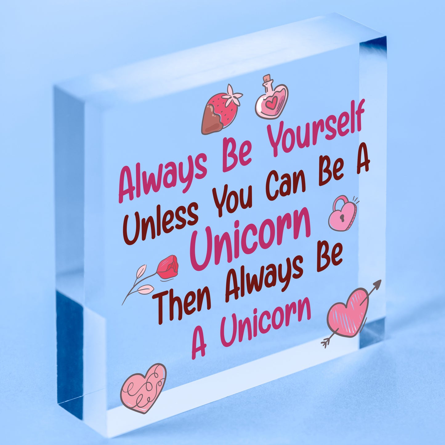 Always Be A Unicorn Funny Hanging Heart Wood Plaque Friendship Gift Sign New Free-Standing Block
