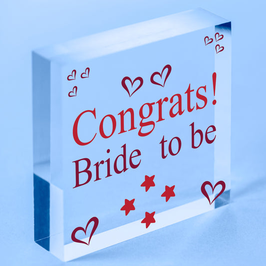 Congrats Bride To Be Hen Party Gift Wooden Engagement Wedding Friendship Gift Free-Standing Block