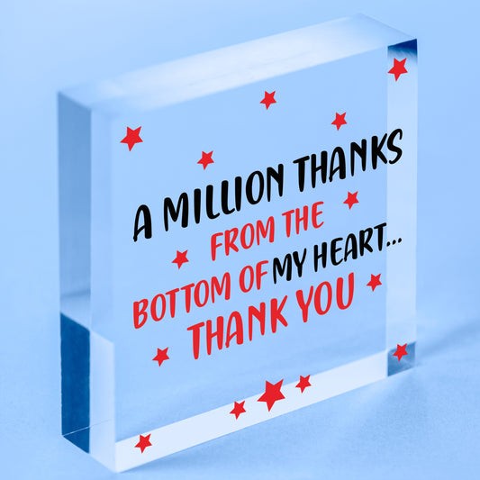 A Million Thanks From My Heart Wooden Hanging Thank You Friendship Love Gift Free-Standing Block