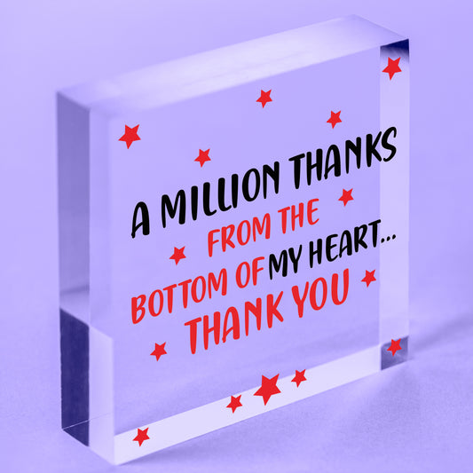 A Million Thanks From My Heart Wooden Hanging Thank You Friendship Love Gift Free-Standing Block