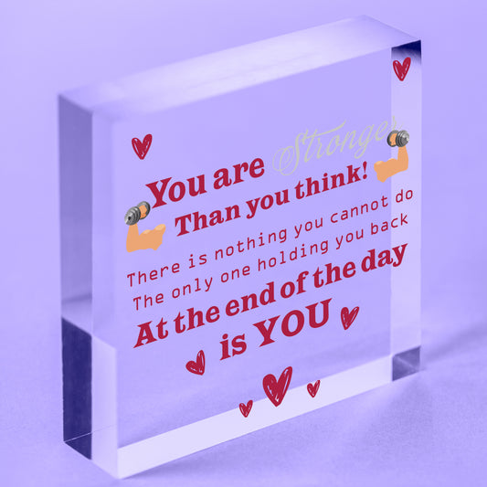 You Are Strong Motivational Quote Wooden Heart Sign Plaque Friendship Gifts Free-Standing Block