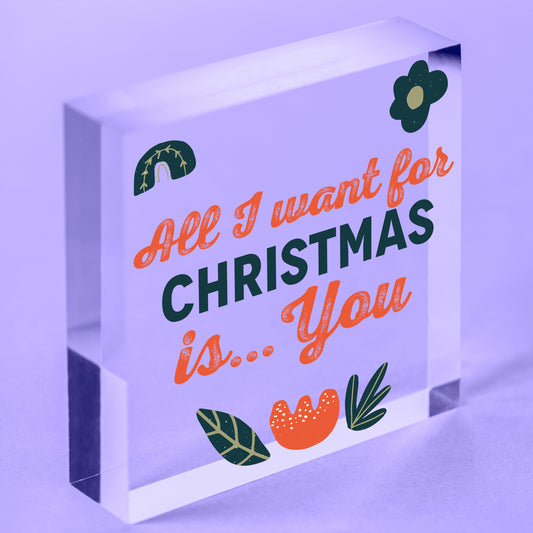 All I Want For Christmas Is Heart Husband Wife Boy Girl Friend Relationship Gift Free-Standing Block