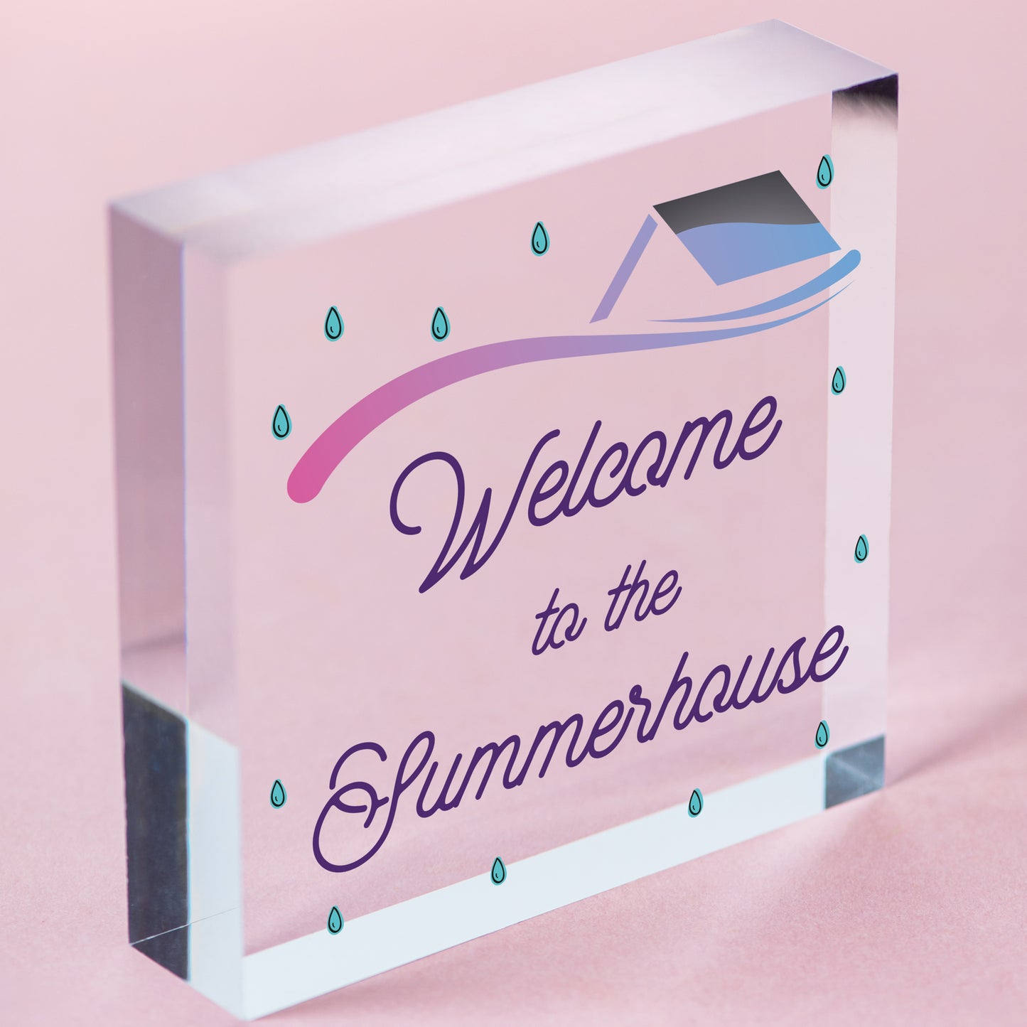 Welcome To The Summerhouse Sign New Home Gift Friendship Gift Home Decor Free-Standing Block