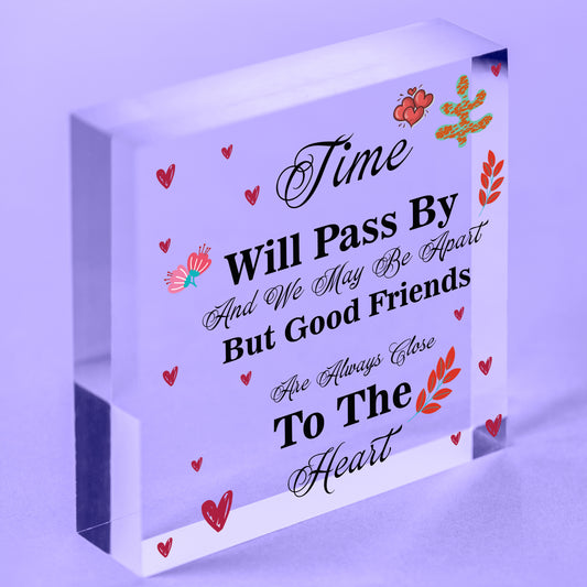 Good Friends Always Close To The Heart Wooden Hanging Heart Plaque Friendship Free-Standing Block