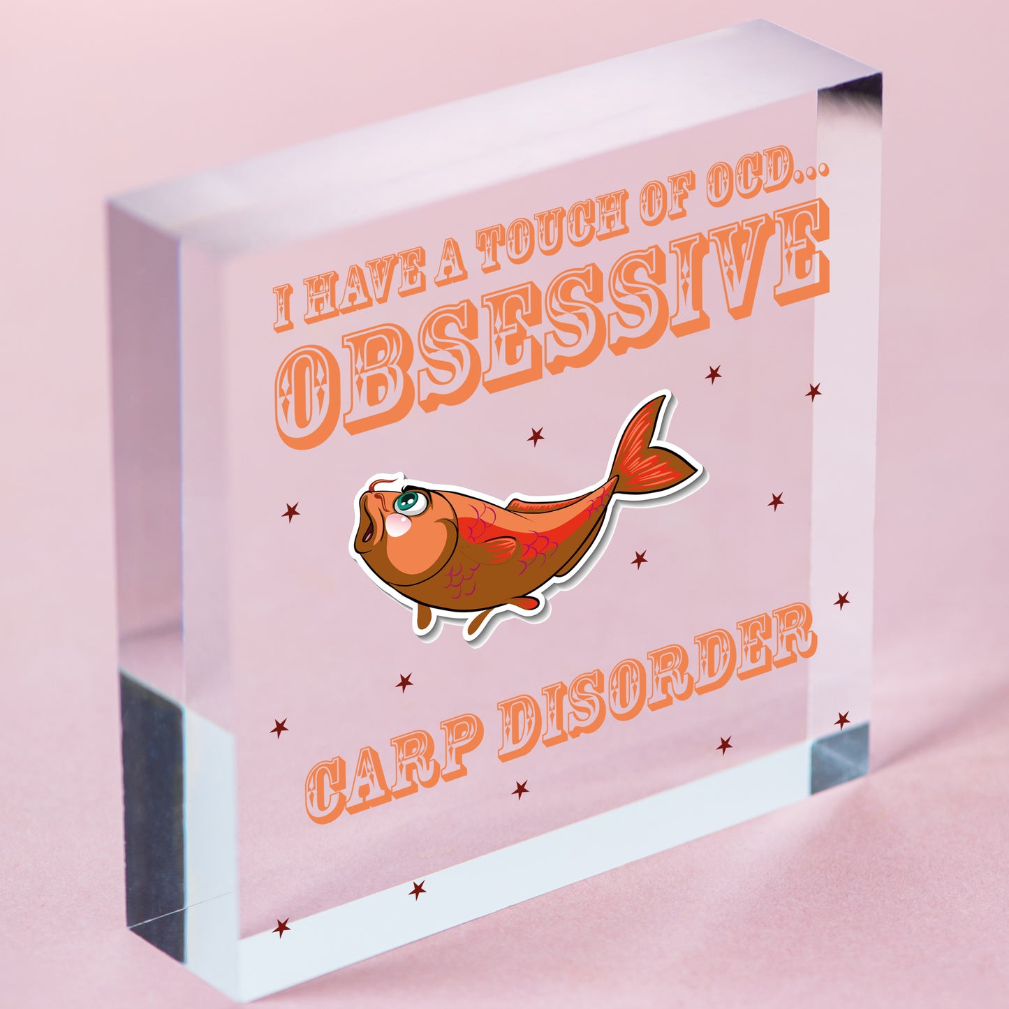 OCD Obsessive Carp Disorder Plaque Funny Wooden Fishing Gift Sign Friend Tackle Free-Standing Block