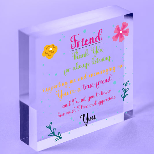 Friendship Sign Inspirational Shabby Chic Wooden Heart Plaque Friendship Gift Free-Standing Block