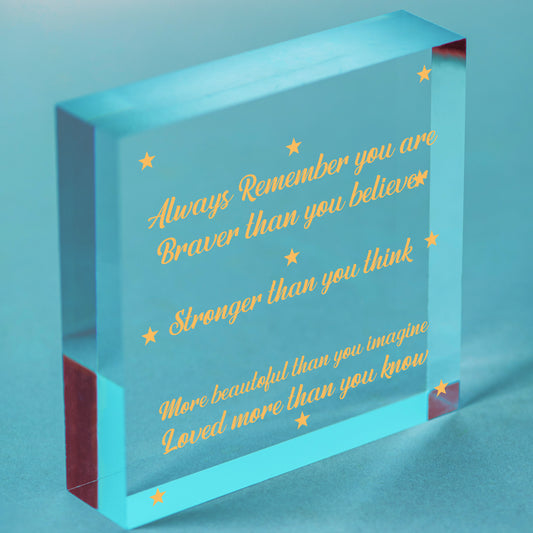 Stronger Inspirational Plaque Friendship Gifts Friendship Quote Love Sign Free-Standing Block