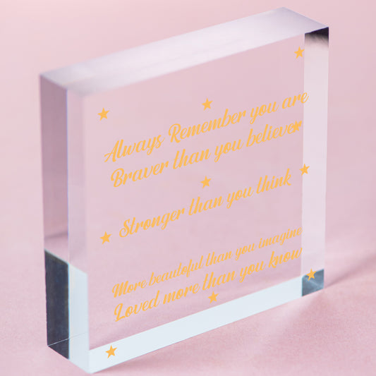 Stronger Inspirational Plaque Friendship Gifts Friendship Quote Love Sign Free-Standing Block