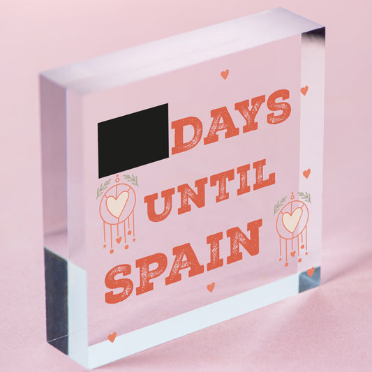 Chalkboard Holiday Countdown To SPAIN Novelty Plaque Sign Gift For Friend Family Free-Standing Block