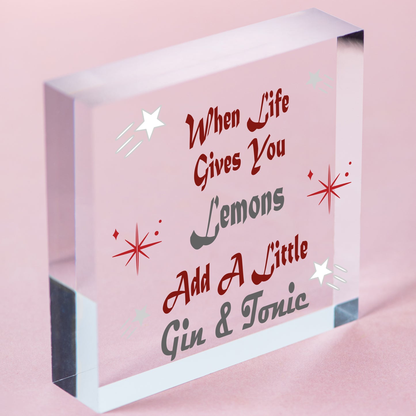 Life Gives Lemons Add Gin &amp; Tonic Novelty Wooden Hanging Heart Friendship Plaque Free-Standing Block