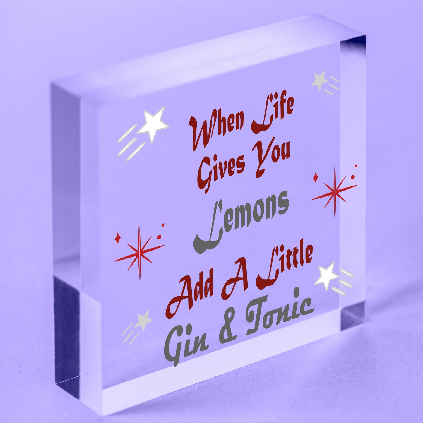 Life Gives Lemons Add Gin &amp; Tonic Novelty Wooden Hanging Heart Friendship Plaque Free-Standing Block