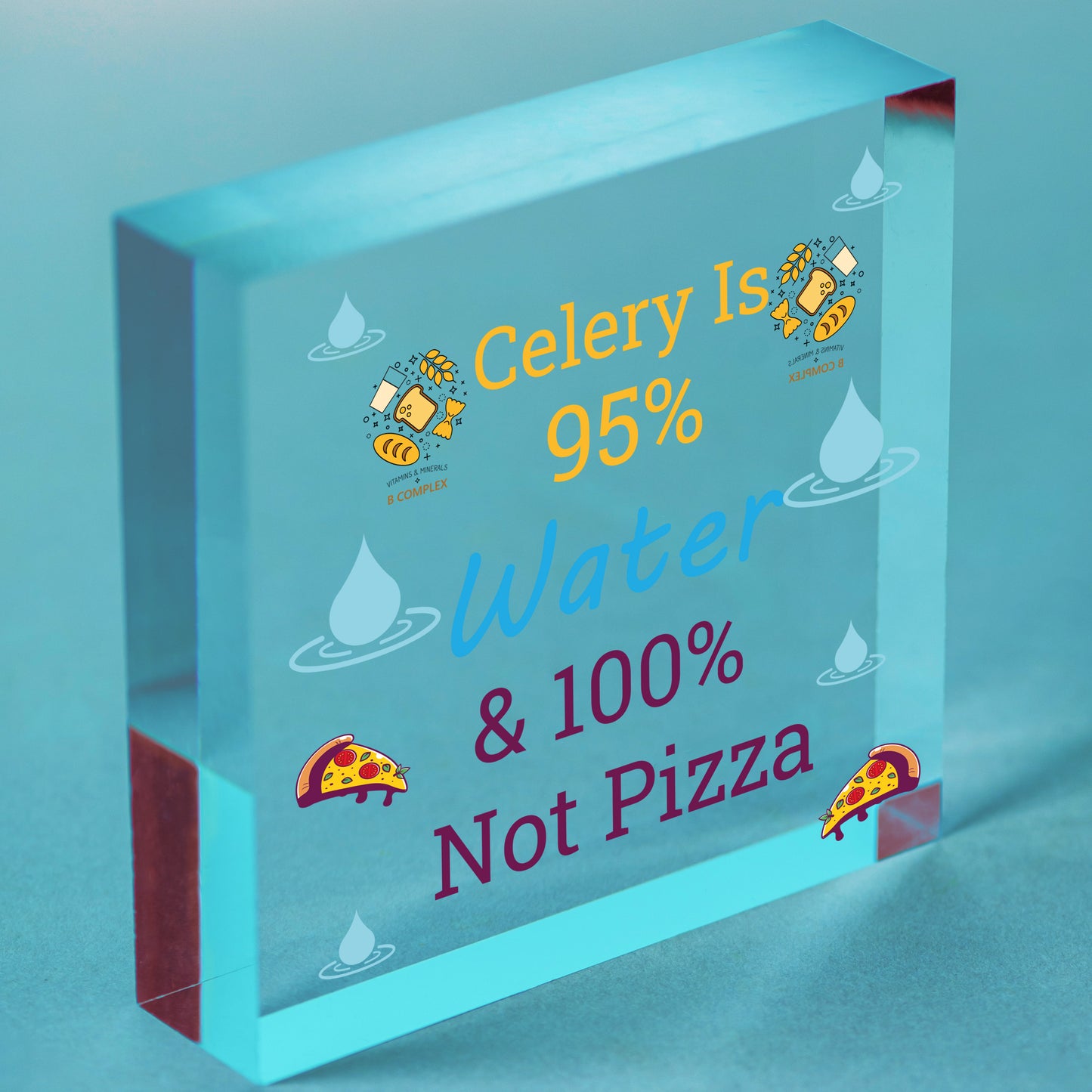 Celery Not Pizza Funny Friendship Weight Loss Hanging Plaque Friends Gift Sign Free-Standing Block