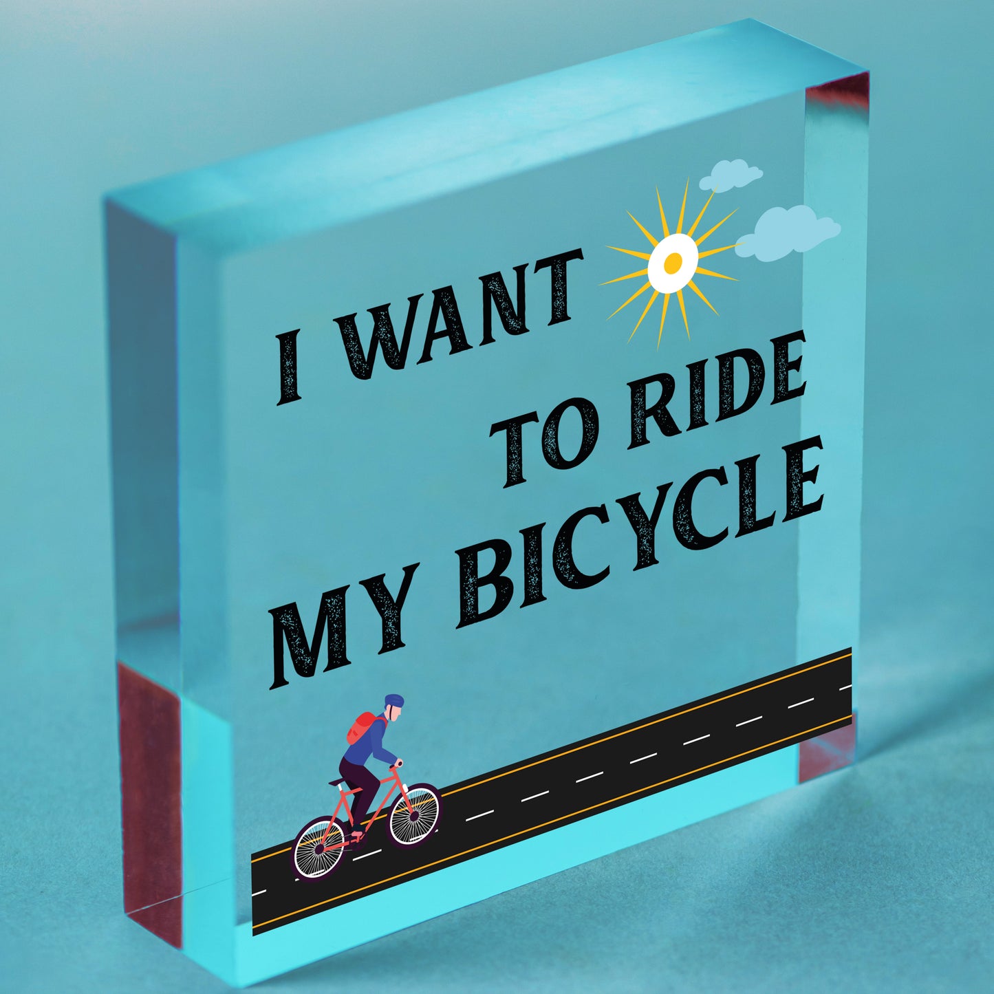 Want To Ride My Bicycle Biking Cyclist Funny Hanging Plaque Friendship Gift Sign Free-Standing Block