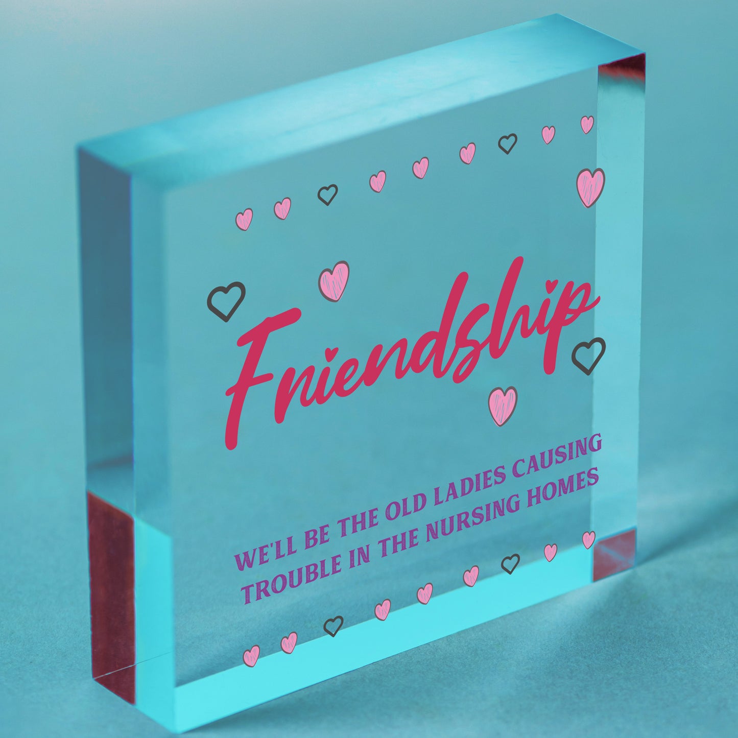 Friendship Old Ladies Causing Trouble Novelty Wooden Hanging Plaque Friends Sign Free-Standing Block