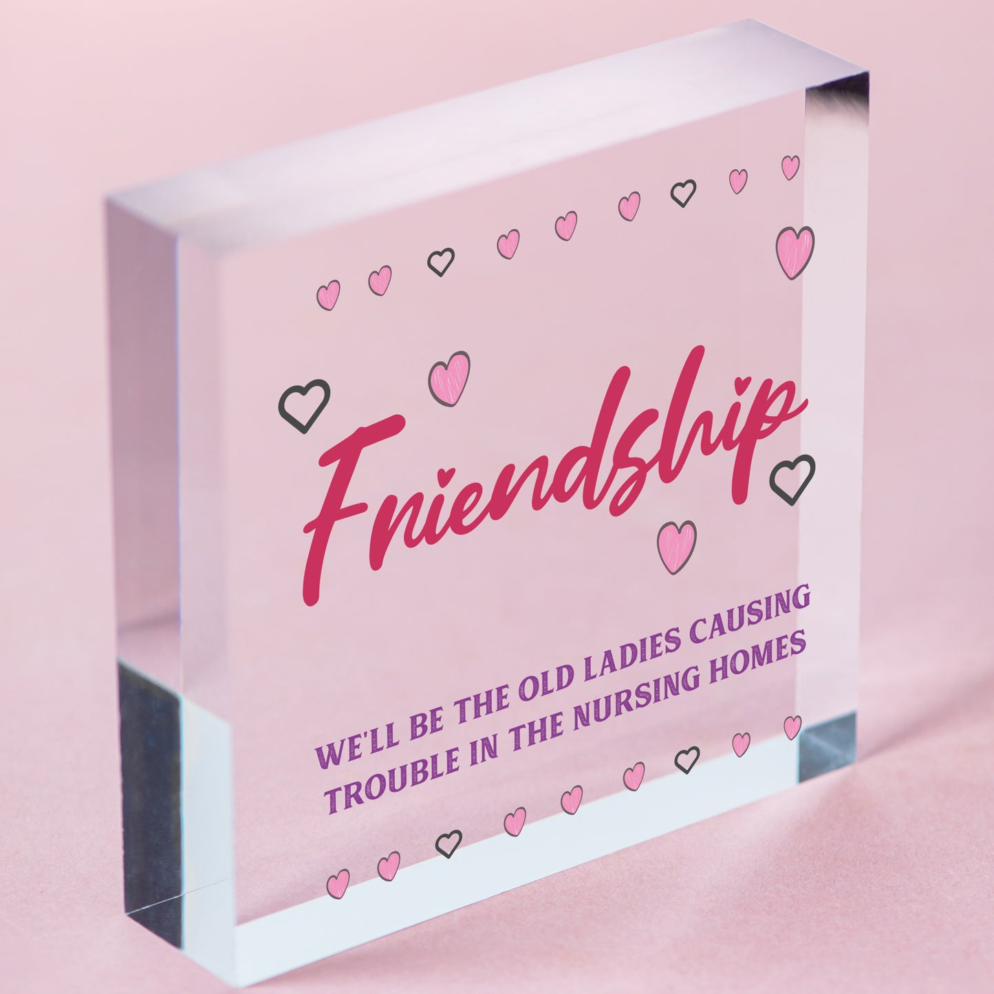 Friendship Old Ladies Causing Trouble Novelty Wooden Hanging Plaque Friends Sign Free-Standing Block