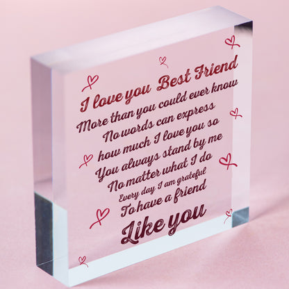 Friends Like You Friendship Sign Wood Heart Chic Plaque Thank You Gift Keepsake Free-Standing Block