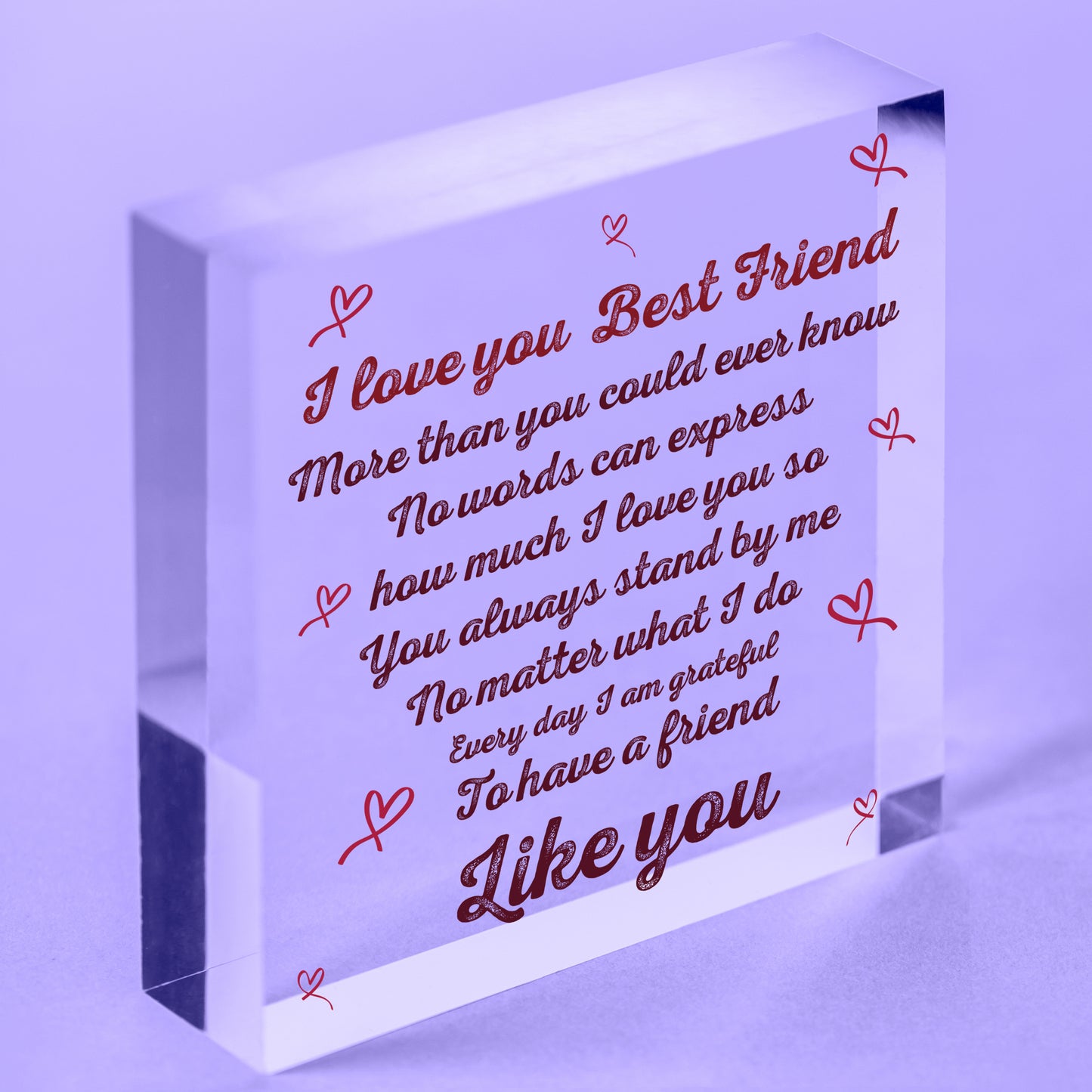 Friends Like You Friendship Sign Wood Heart Chic Plaque Thank You Gift Keepsake Free-Standing Block