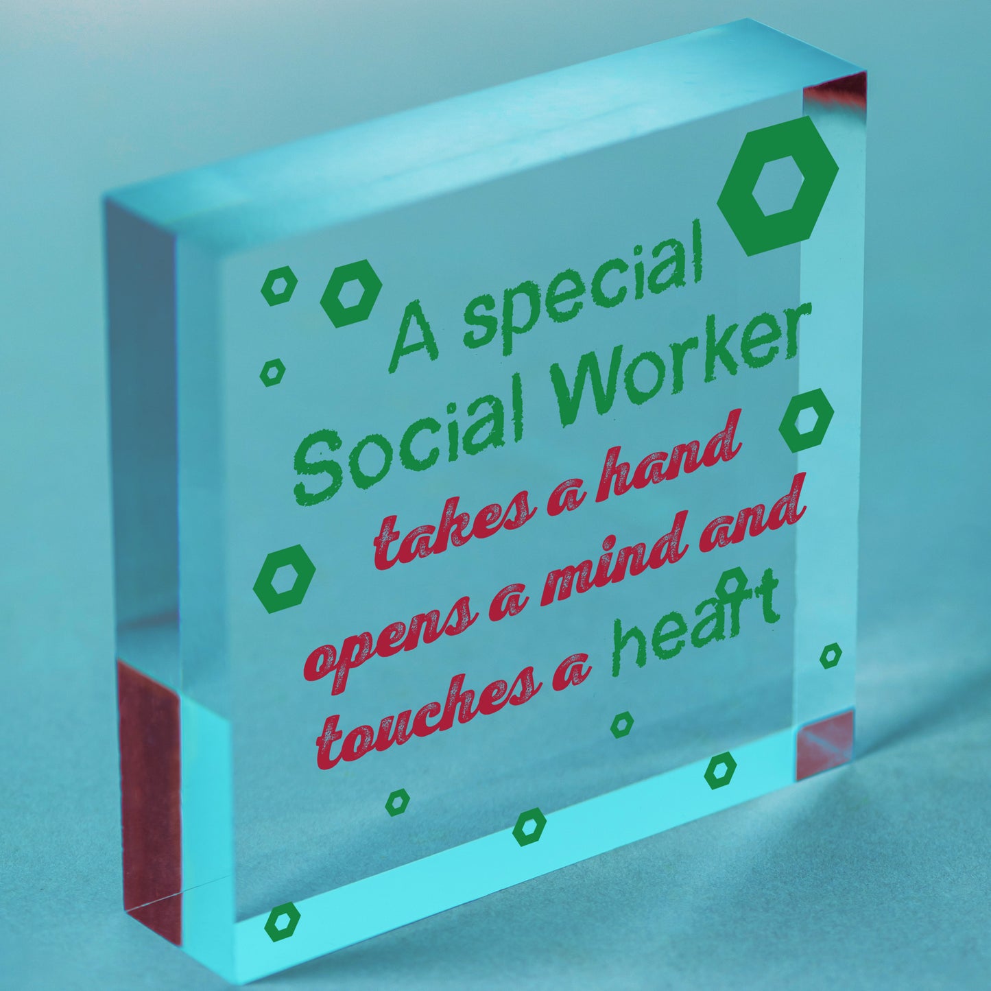 Social Worker Gift THANK YOU Wood Heart Birthday Christmas Colleague Friend Gift Free-Standing Block