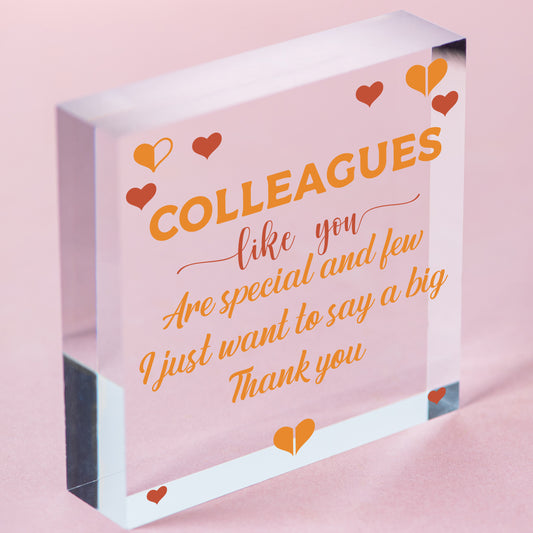 Special And Few Colleagues Heart Plaque Sign Friendship Thank You Office Gift Free-Standing Block