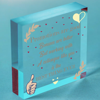 Best Colleague Hanging Heart Plaque Work Present FRIEND Boss Sign Thank You gift Free-Standing Block