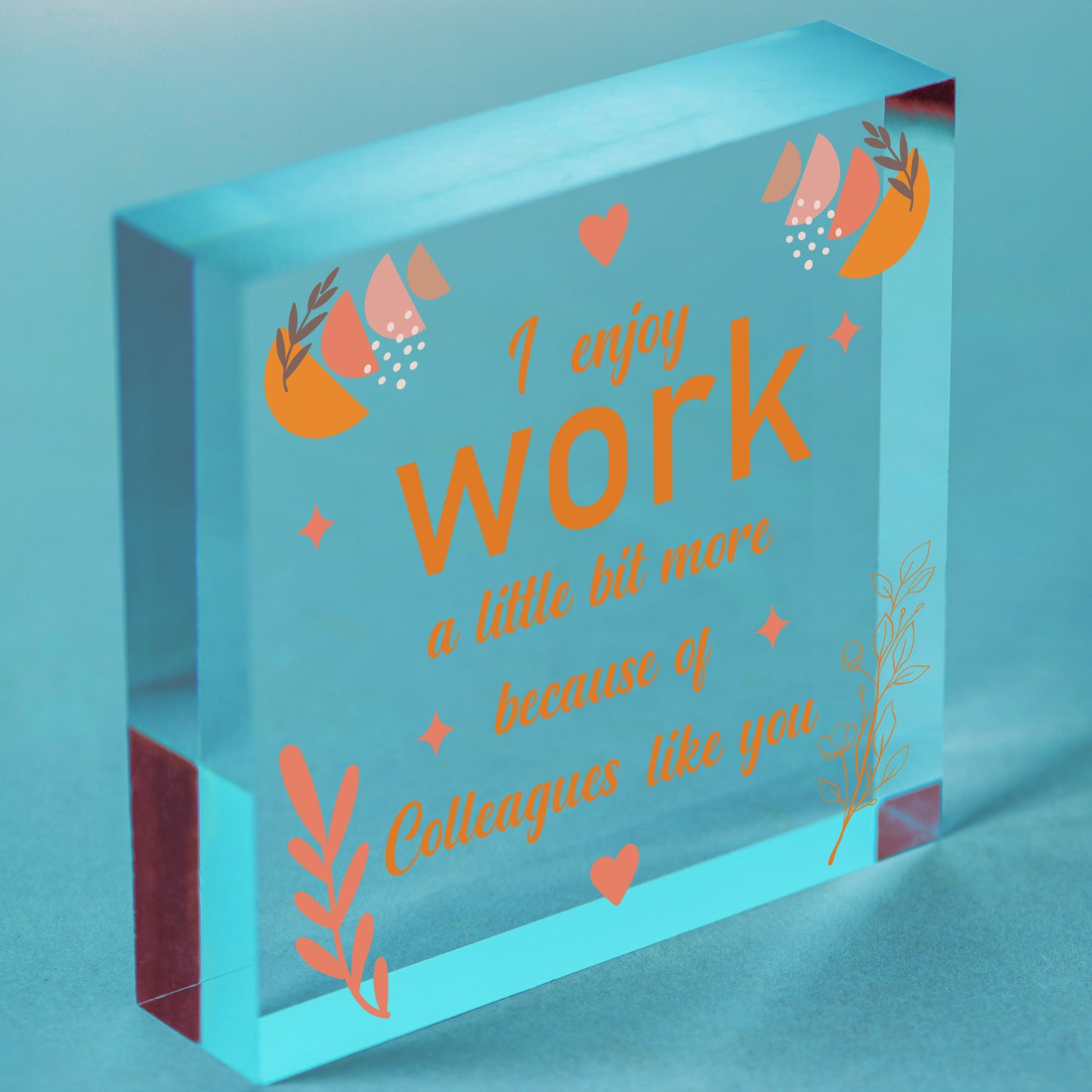 I Enjoy Work Hanging Heart Plaque Work Friendship Colleague Sign Thank You Gifts Free-Standing Block