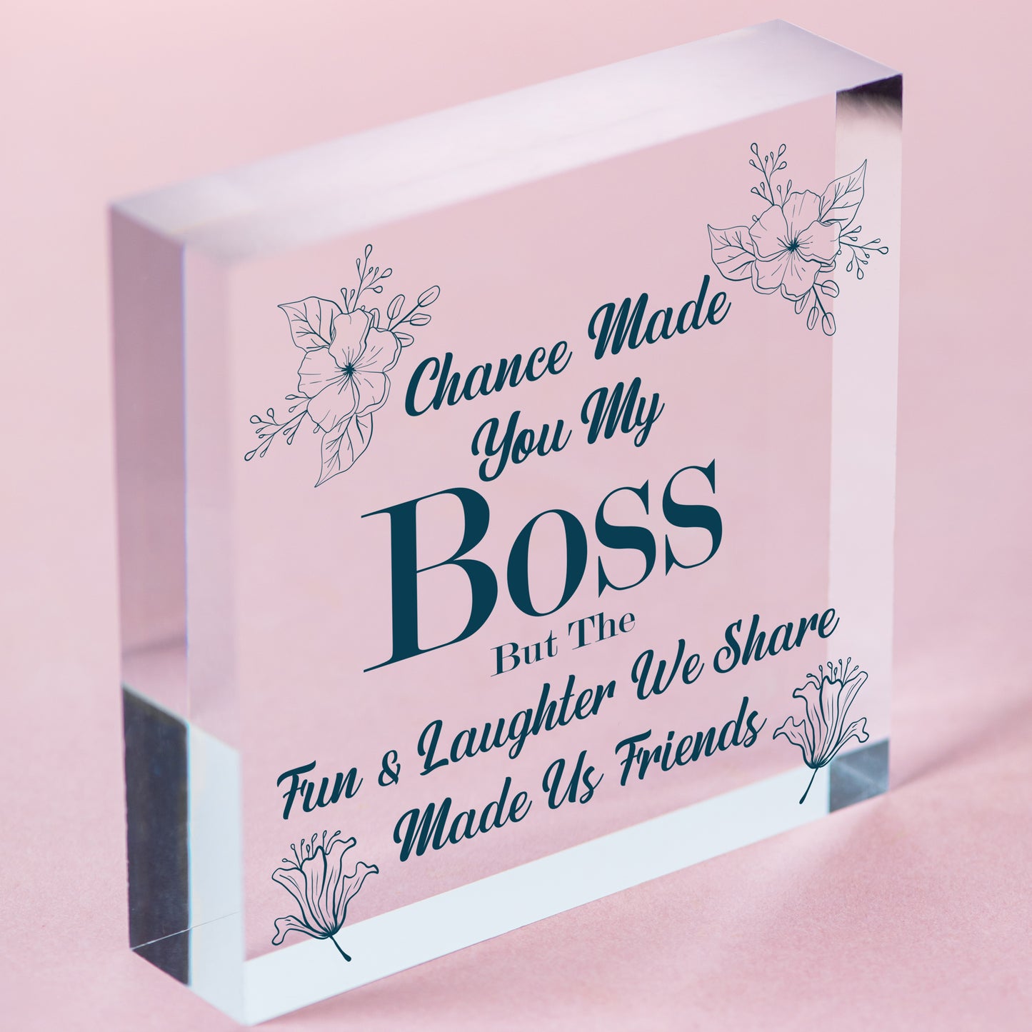 Boss Fun & Laughter Friends Manager Work Colleague Leaving Gift Wood Heart Sign Free-Standing Block