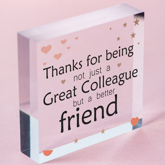 Work Colleagues Friendship Friend Heart Sign Plaque Office Thank You Gift Free-Standing Block