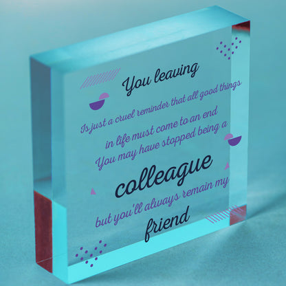 Colleague Gift Friendship Friend Wood Heart Plaque Leaving Office Gift Thank You Free-Standing Block