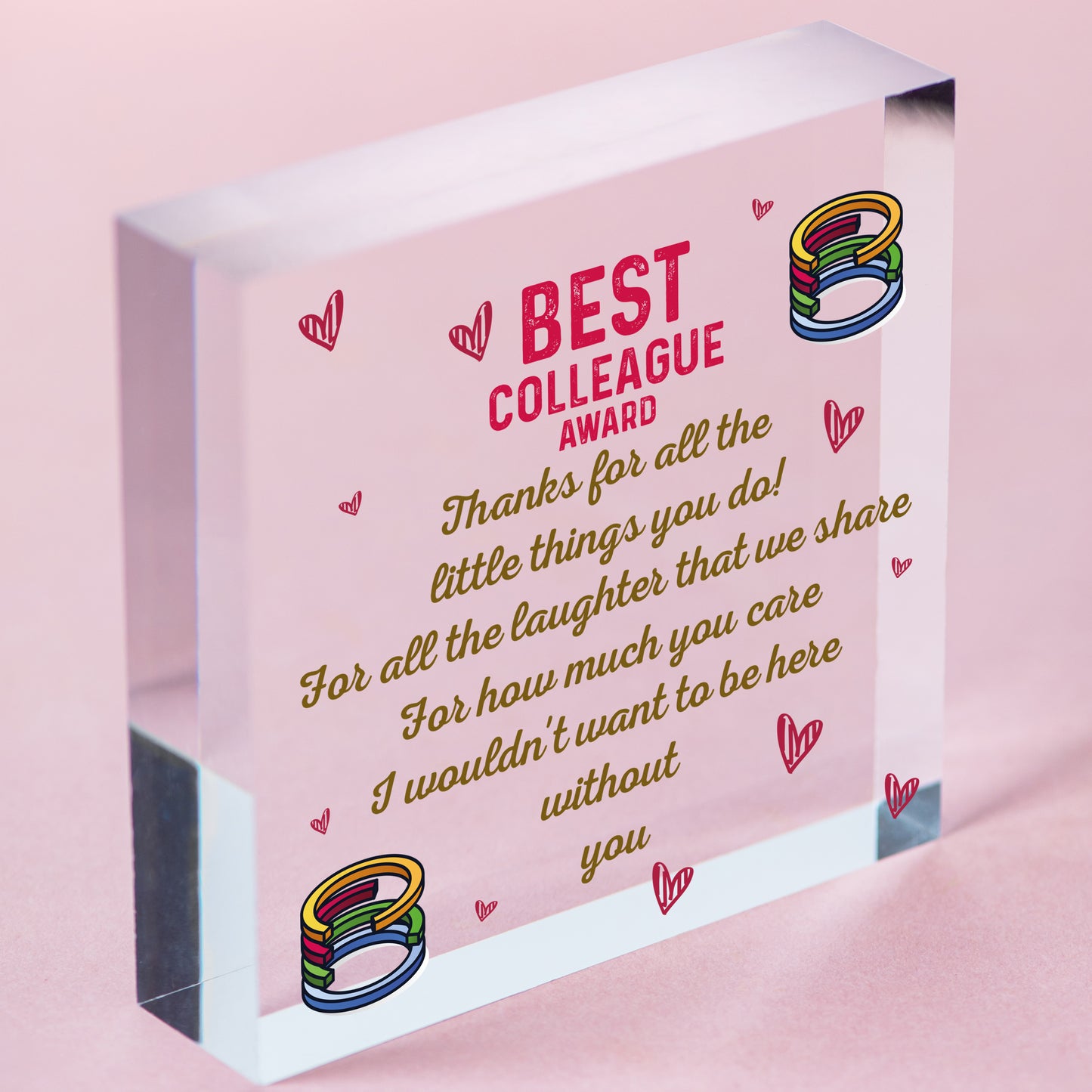 Best Colleague Award Hanging Heart Plaque Work Friendship FRIEND Sign Thank You Free-Standing Block