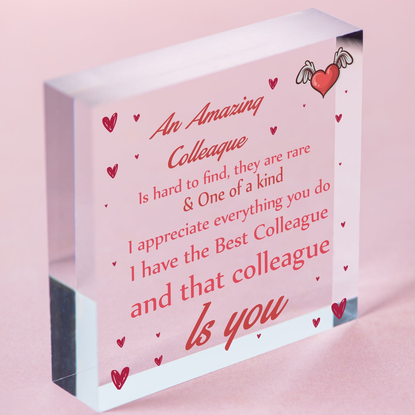 Colleague Leaving Gifts Thank You Gift Plaque Wooden Heart Sign Christmas Gift Free-Standing Block